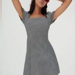 ZARA  Gingham Puff Sleeve Mini Dress black and white size large Photo 5