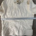 Coldwater Creek  Embellished Denim Jacket‎ Floral Beaded Cream White W18 Photo 4