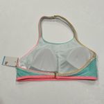 NWT SO by Kohl’s Teal Striped High Neck Bikini Top Photo 1