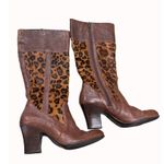 Born women’s brown leather pony hair leopard print boots 6 SkU 4892 Photo 1