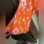 Mud Pie  Bag Lady Size Medium Linen Dress Orange Pink Sinched Waist Beachy Costal Photo 4