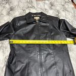 kim rogers Vintage 100% leather jacket zip up black animal print lining 90s Y2K small goth Photo 5