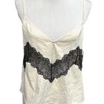 ZARA Floral Silk Effect and Lace Spaghetti Strap Blouse Cami Cream Black Medium Photo 10