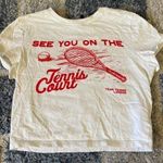 Divided y2k 2000s Tennis Court White and Red Women's Crop Top T Shirt Size M Photo 0