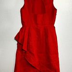 J.Crew Cha Cha Peplum Dress 100% Linen Sleeveless Ruffle Cutout Red Orange 0 Photo 5