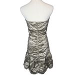 BCBGMAXAZRIA Strapless Corset Ruched Mini Dress Metallic Bubble Hem size Medium Photo 2