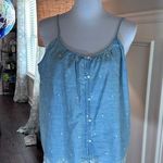 LC Lauren Conrad Lauren Conrad EUC blue jean inspired tank with embroidered eyelet bottom/ detail Photo 0