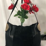 b. makowsky Black Suede and Leather Hobo Bag Photo 0