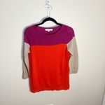 Loft  Women's Colorblock Wool Blend Pullover Sweater Size LP Photo 3