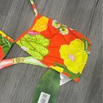 Farm Rio NWT  Red Neon Floral Halter Neck Beaded Bikini Top XL Photo 2