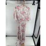 WAYF  POLY CHIFFON PINK Floral LONG Wrap DRESS Size Large Feminine Photo 12