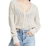 Free People Best Of You Natural Open Knit Long Sleeve Slouchy Boho Sweater XS Photo 1
