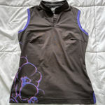 Adidas Polo Tank Top Womens Size XS Gray Purple Floral Golf Tennis Collared Photo 0