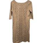 Nurture Boho Midi Suede Geometric Modern Pattern Size Medium Dress Tan Photo 1