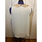 LC Lauren Conrad Women’s Large Sleeveless Keyhole Floral Ruffle White Top Photo 1