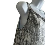 ECI Women Top 4 Metallic Silver Floral Rhinestone Neck Babydoll Disco Glam Boho Photo 6