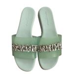 Karl Lagerfeld Mint Green Jeweled Rhinestone Slide Sandals Size 7 Photo 6