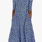 NoraCora Blue and White Floral Print Short Sleeve Midi Dress Size Small NEW Photo 0