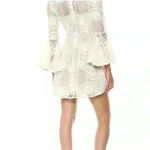 Donna Morgan Women’s Ivory Floral Crochet Lace Bell Sleeve Dress Sz 10 Photo 1