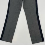 Club Monaco Pants Low Rise Size 00 Gray Black Lamb Leather Wool Tuxedo Stripe Photo 4