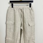 Reformation Ethan Linen Wide-Leg Cargo Pants in Oatmeal Size Small Photo 3