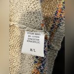 Debut  Womens M/L Open Cardigan Tribal Geometric Pattern Long Sweater Beige Brown Photo 9