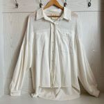 Fantastic Fawn  Lace Eyelet Button Shirt White Women Size L Boho Western Puffy Photo 0
