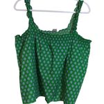 J.Crew  Kelly Green Floral Smocked Ruffle Pajama Tank Top Size L Photo 0