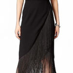 Rachel Rachel Roy Black Fringe Hem‎ Spaghetti Strap Midi Dress Size 6 Photo 0