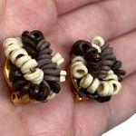 Les Bernard Vintage Signed Designer Round Circle Cluster Clip On Earrings Photo 1