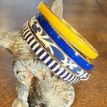 J.Crew Set of 4 vintage enamel bangles in blue and yellow Photo 0