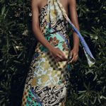 ZARA dress maxi Multicolor Halter printed satin effect casual wedding party Photo 2