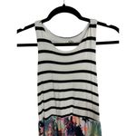 Beeson River White Black Striped Floral Print Sleeveless Maxi Dress Size Medium Photo 2