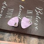 Vintage Lavender Statement Earrings | Retro Geometric Studs Purple Photo 2