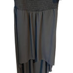 Lila Rose Lily Rose Smocked Peasant Dress Womens Size XL Black Midi Linen Tiered Stretch Photo 4