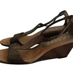 New York Transit Women's Brown Gold Sparkle Bling Elegant Wedge Sandals Size 8.5 Photo 3