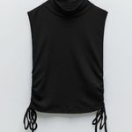 ZARA Black Mock Neck Ruched Tank Photo 0