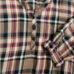 ZARA  Tan Brown Red Check Plaid Oversized Midi Dress - Pockets Roll Tab Sleeves L Photo 9