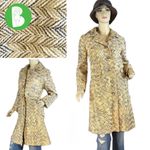 VINTAGE 1960'S UNION MADE CREAM BEIGE & GRAY CHEVRON PRINT PEA COAT (S) Photo 1