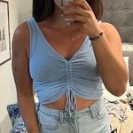 Baby blue v neck sweater vest with drawstring ruching effect Size M Photo 0