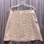 Old Navy Imperfect NWT Linen blend mini skirt white polka dot tan skirt large  Photo 0