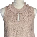 J.Crew  Women’s Lace Ruffle Neck Top Size XS Nude Sleeveless Lined Dress-up Photo 2