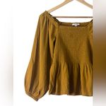 Madewell  Lucie Smocked Peplum Top in Antique Gold Photo 5