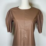 Lavender Brown New! ‘Kelly’ Tan Faux Leather Puff Sleeve Top Women’s Size XS Photo 1