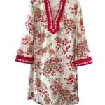 Tory Burch White Floral Print Tunic Dress Womens Size XL Boho Bohemian Cottage Photo 0