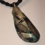 Hand Painted Shimmer Shell By Toni K Boho Necklace Black Photo 3