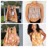 Japna NEW  Floral print tie neck crop top size M Photo 1