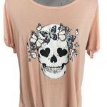 Betsey Johnson  Pink Skull Butterfly Graphic T-Shirt Size 1X Photo 1