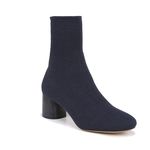 Vince  Tasha Stretch Knit Booties Navy Sock Boots Round Block Heel Photo 8