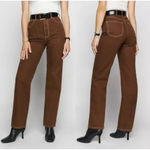 Reformation  Cowboy High Rise Straight Jeans Chocolate Brown Women Sz 23x27 NWOT Photo 3